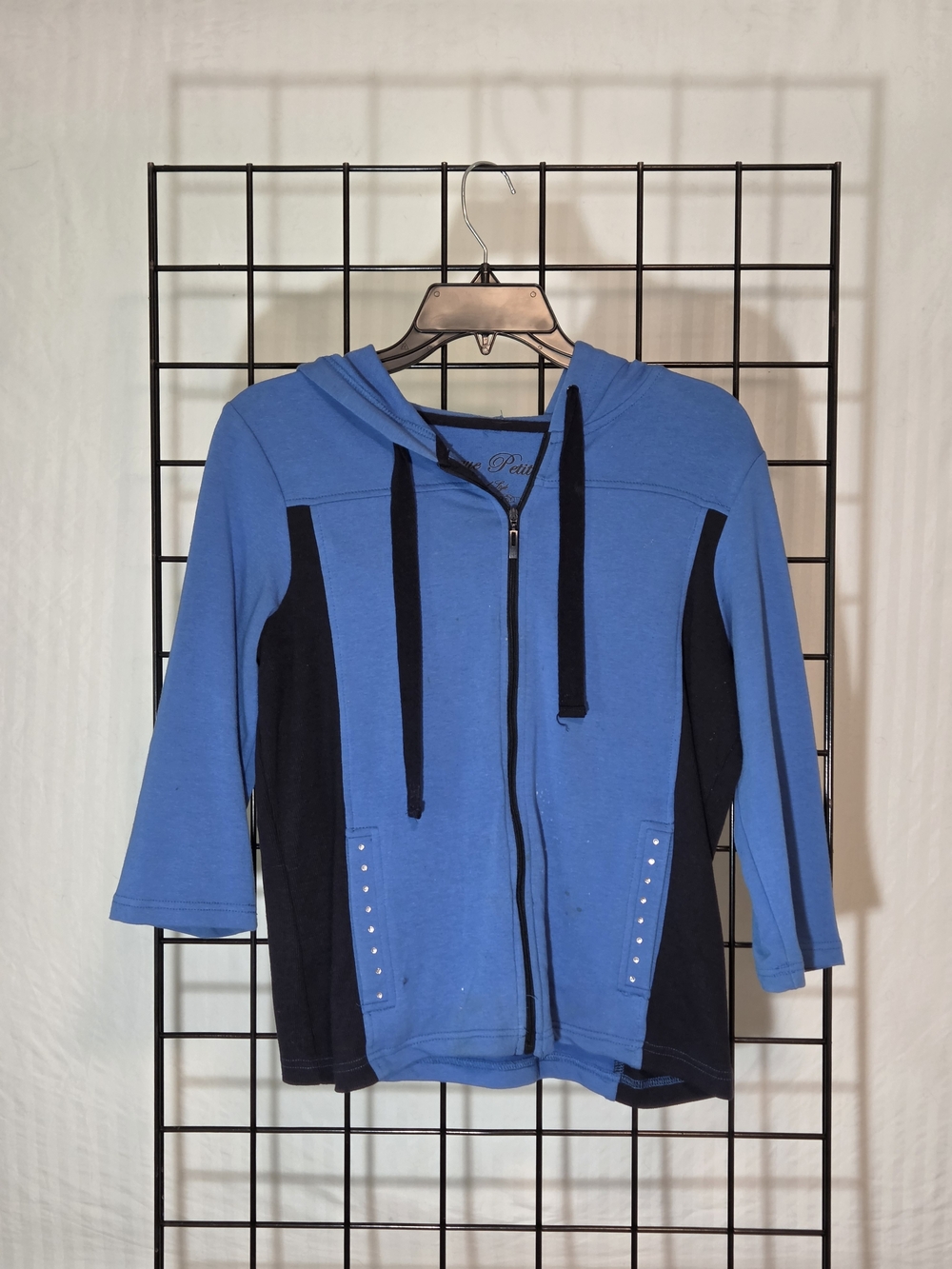Women's Blue & Black Zip-Front Hoodie with Stud Accents